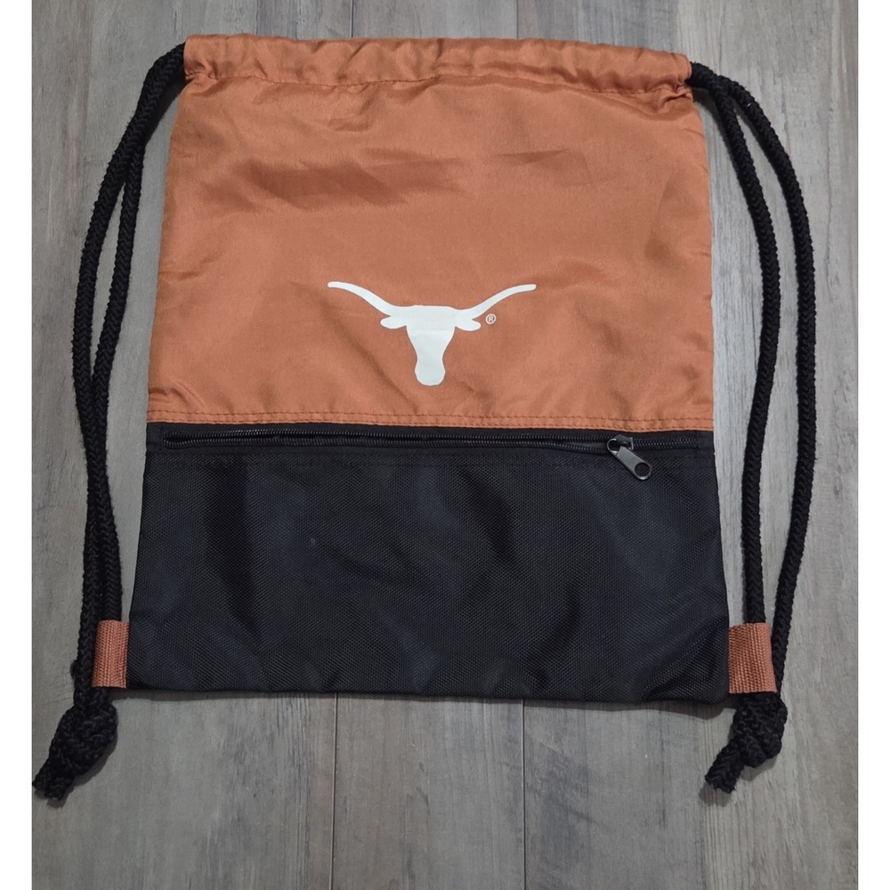 Texas Longhorns Black & Orange Colorblock Drawstring Pack Bag NCAA 17"x13.5"